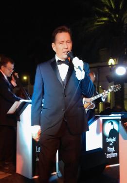 "Rat Pack Jazz" singer Frank Lamphere on stage in Las Vegas