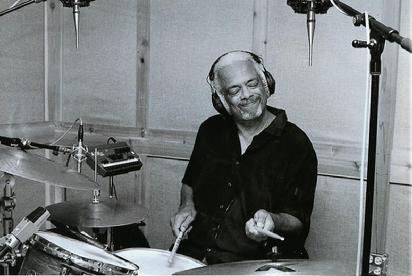 Drummer Greg Rockingham at one of the the Frank Songs My Way recording sessions